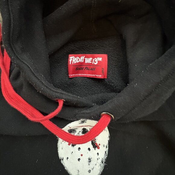Shoe Palace x Friday The 13th Black Hooded Sweatshirt Jason Voorhees Size Large - Picture 8 of 14
